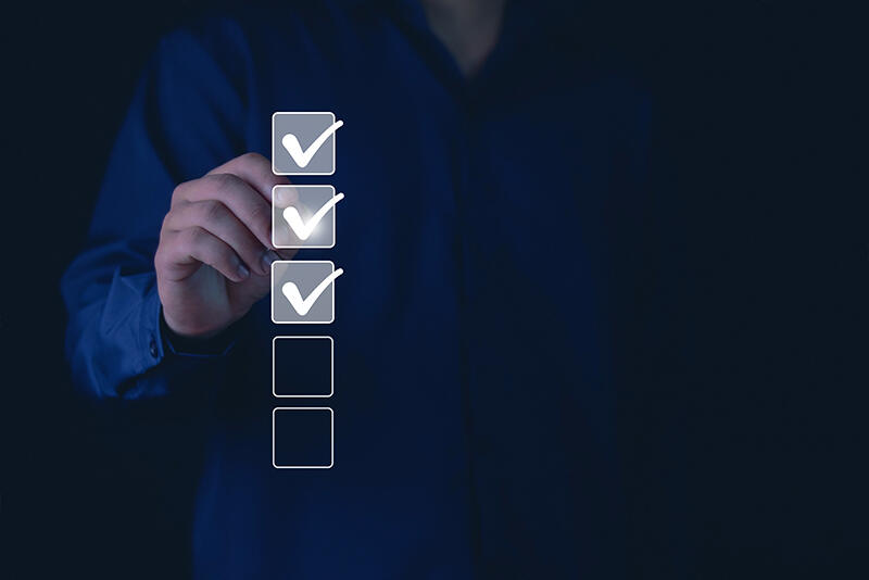 A row of checkboxes, three of them ticked and two still empty.